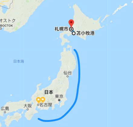 図 4 実際には船は仙台に寄港する
