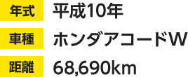 平成10年 ホンダアコードW 68,690km